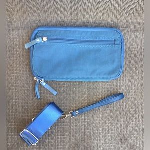 Ellington Blue Nylon RFID Convertible Clutch Wristlet Crossbody Bag
